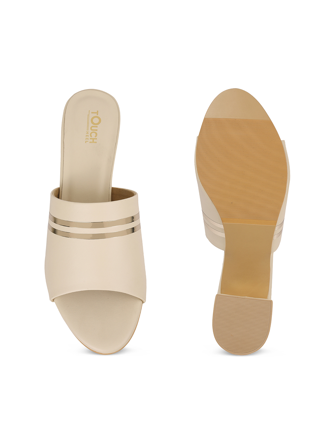 Beige Women Block Heel Fashion Slip-on