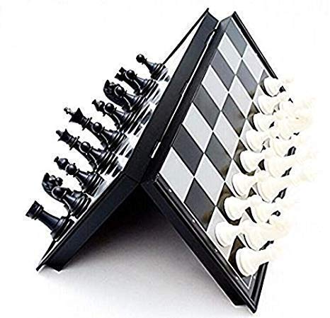 Bestie toys Chess Board 10x10 Magnetic Chessboard Game Set with Folding Travel Portable Case Travel Chessgame Premium Classic Black & Ivory Color Pieces Prefect Gift for Kids and Adults