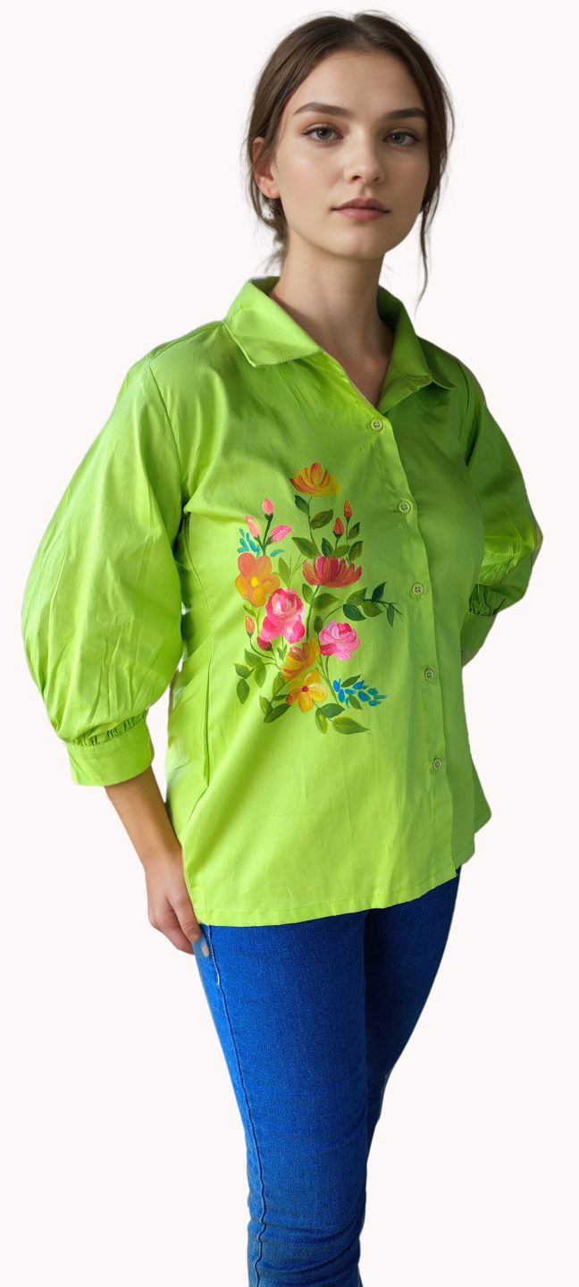 Green Hand Painted Top