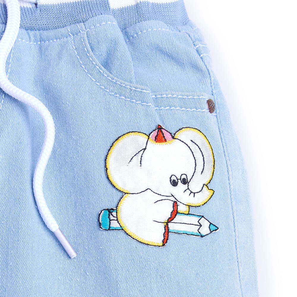 Knit N Knot Boys' Light Blue Jogger with Embroidery Design