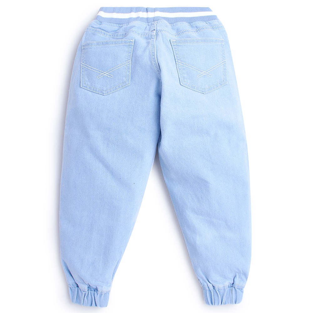 Knit N Knot Boys' Light Blue Jogger with Embroidery Design