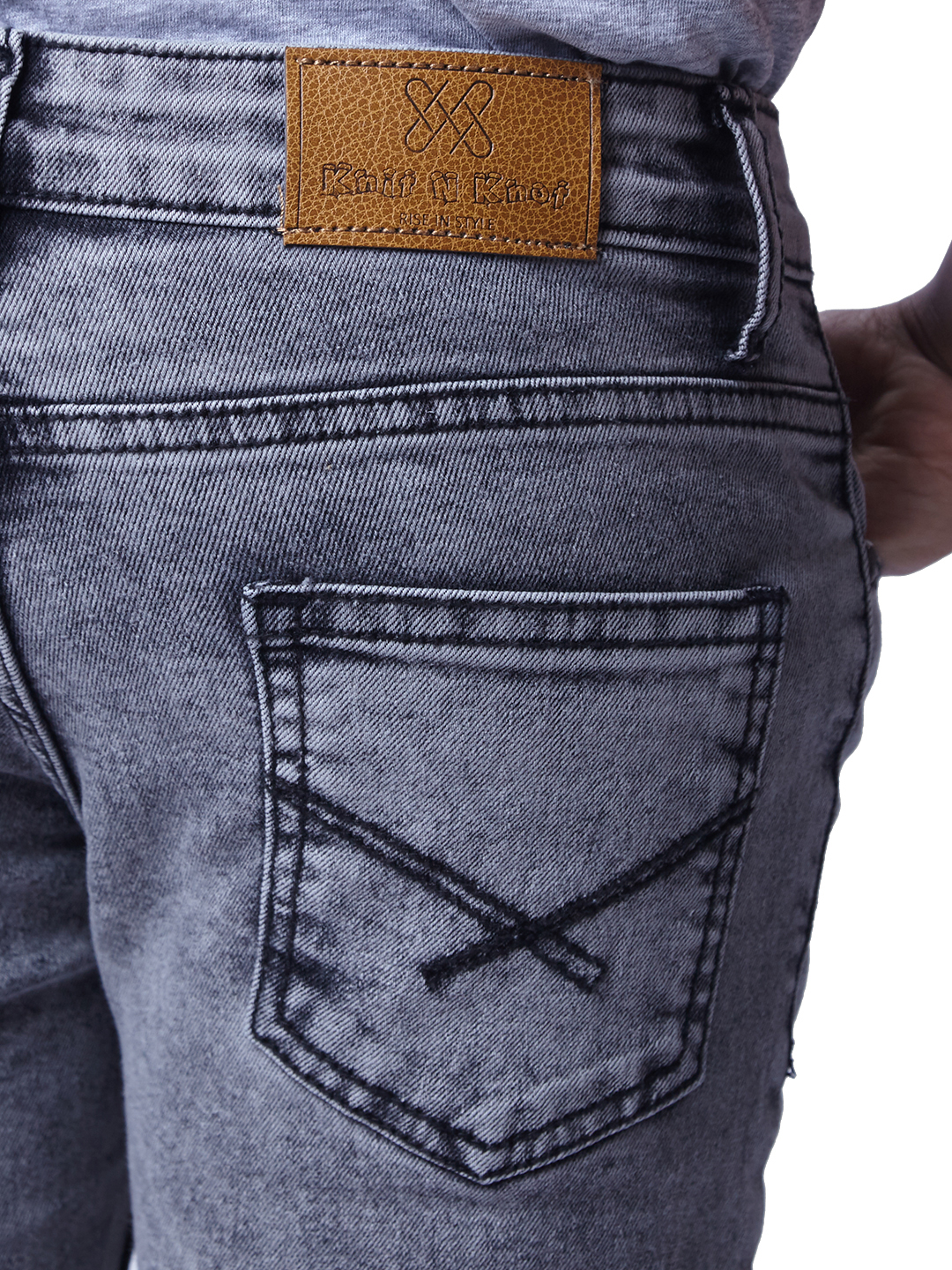 Knit N Knot Boys' Slim Fit Stretchable Grey Jeans | Grey