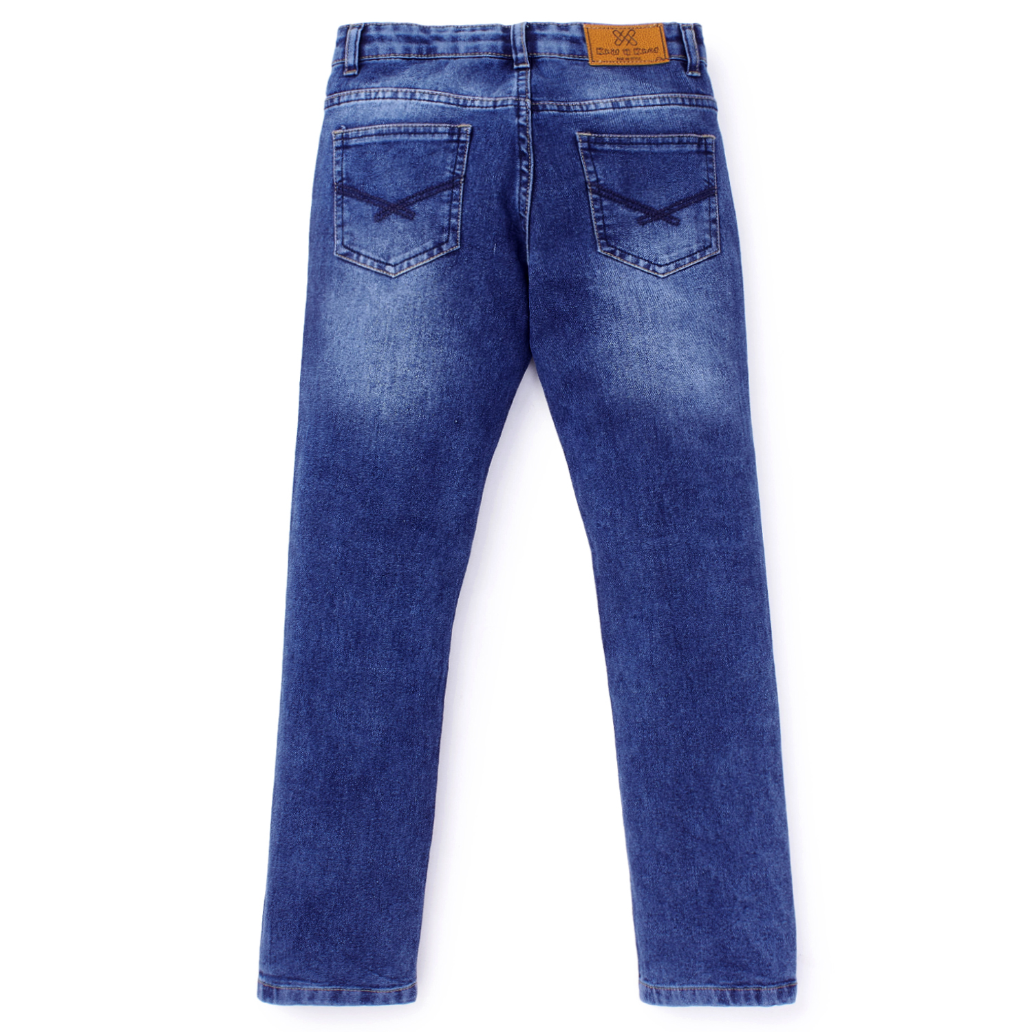 Knit N Knot Boys' Slim Fit Stretchable Indigo Faded Jeans