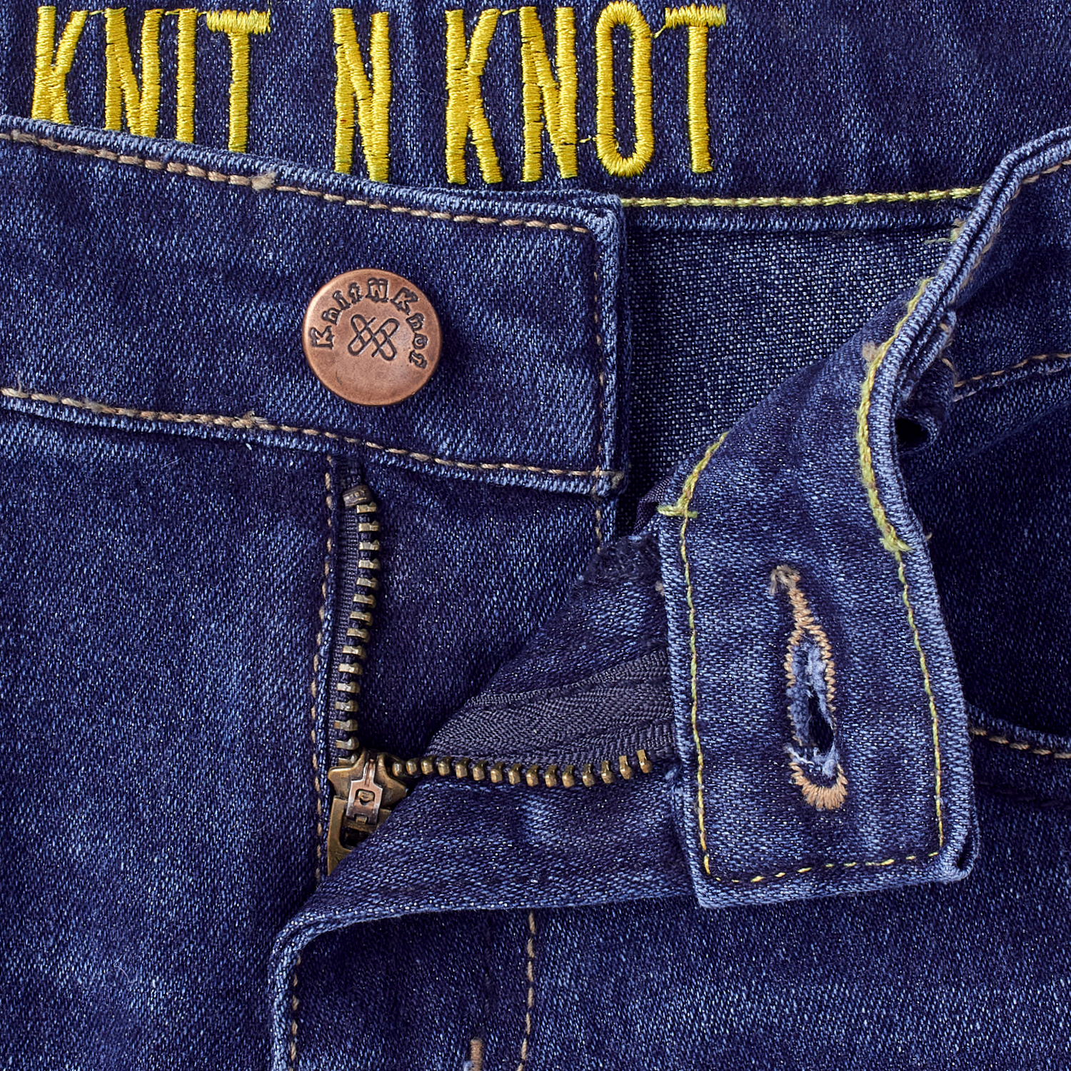 Knit N Knot Boys' Slim Fit Stretchable Indigo Faded Jeans