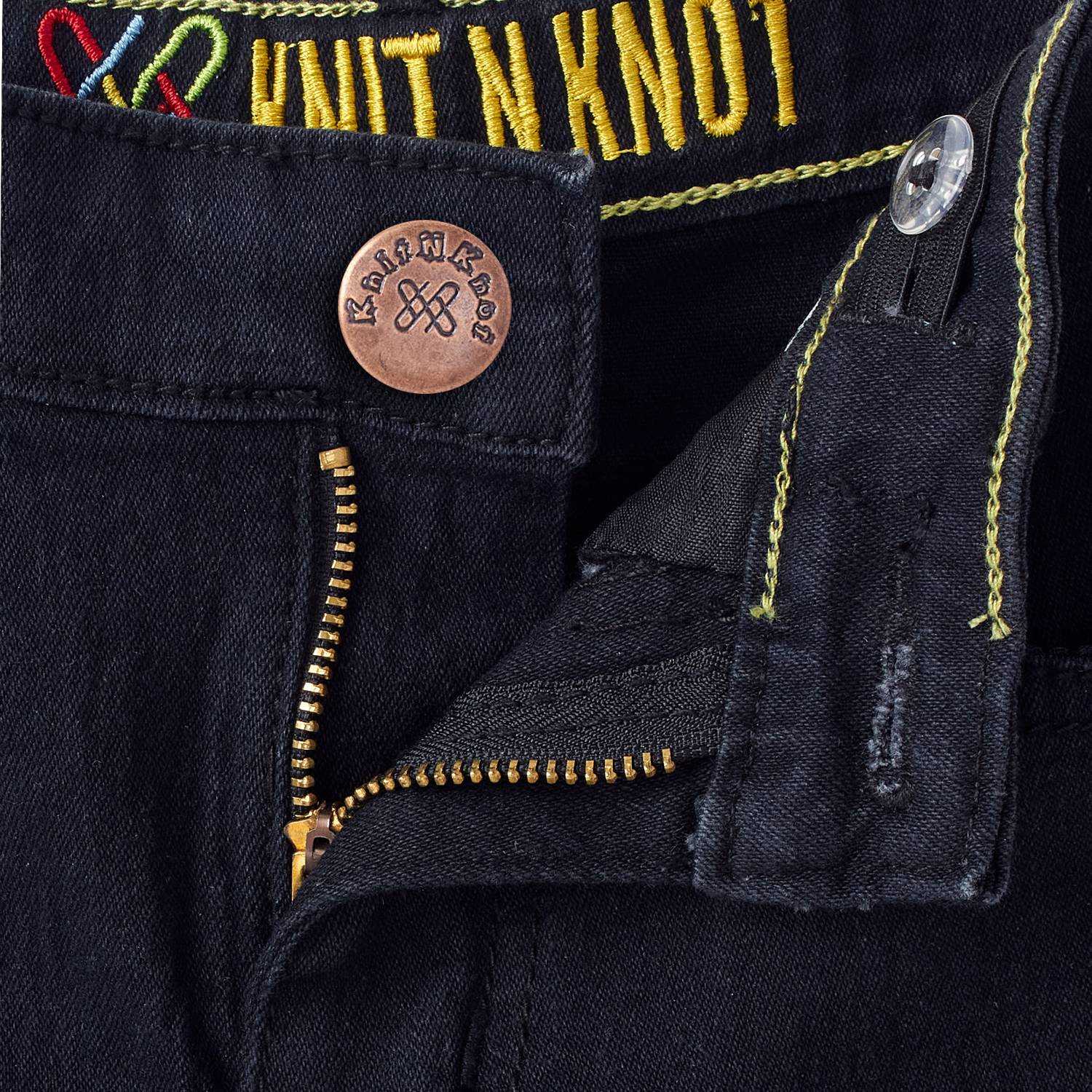 Knit N Knot Boys' Slim Fit Stretchable Jet Black Jeans |