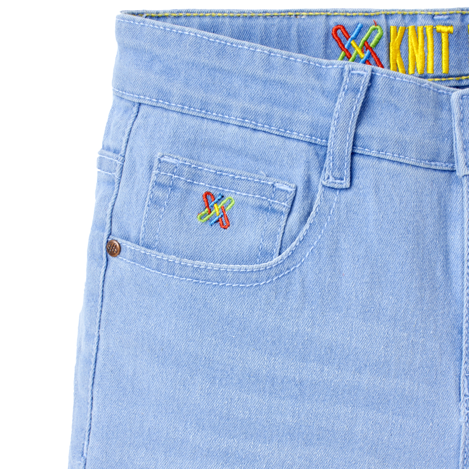Knit N Knot Boys' Slim Fit Stretchable Light Blue Jeans