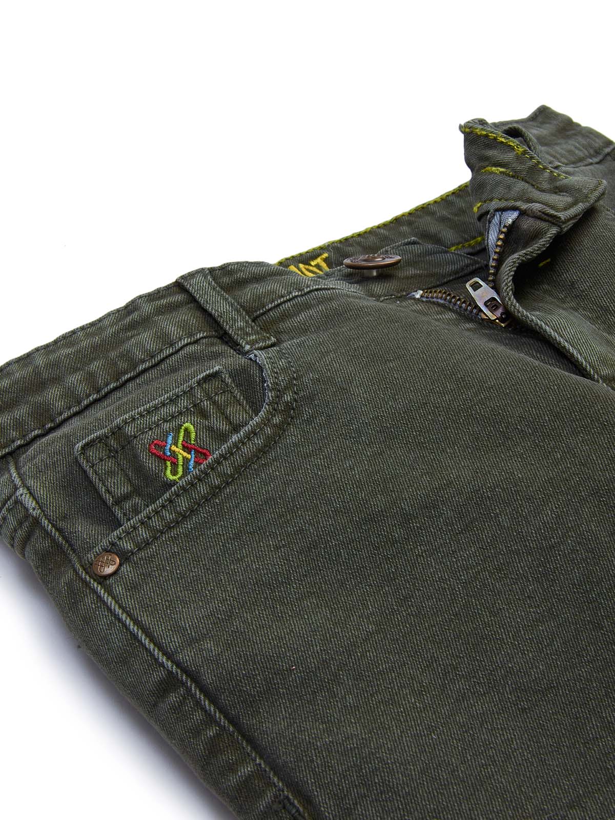 Knit N Knot Boys' Slim Fit Stretchable Olive Jeans  | Olive