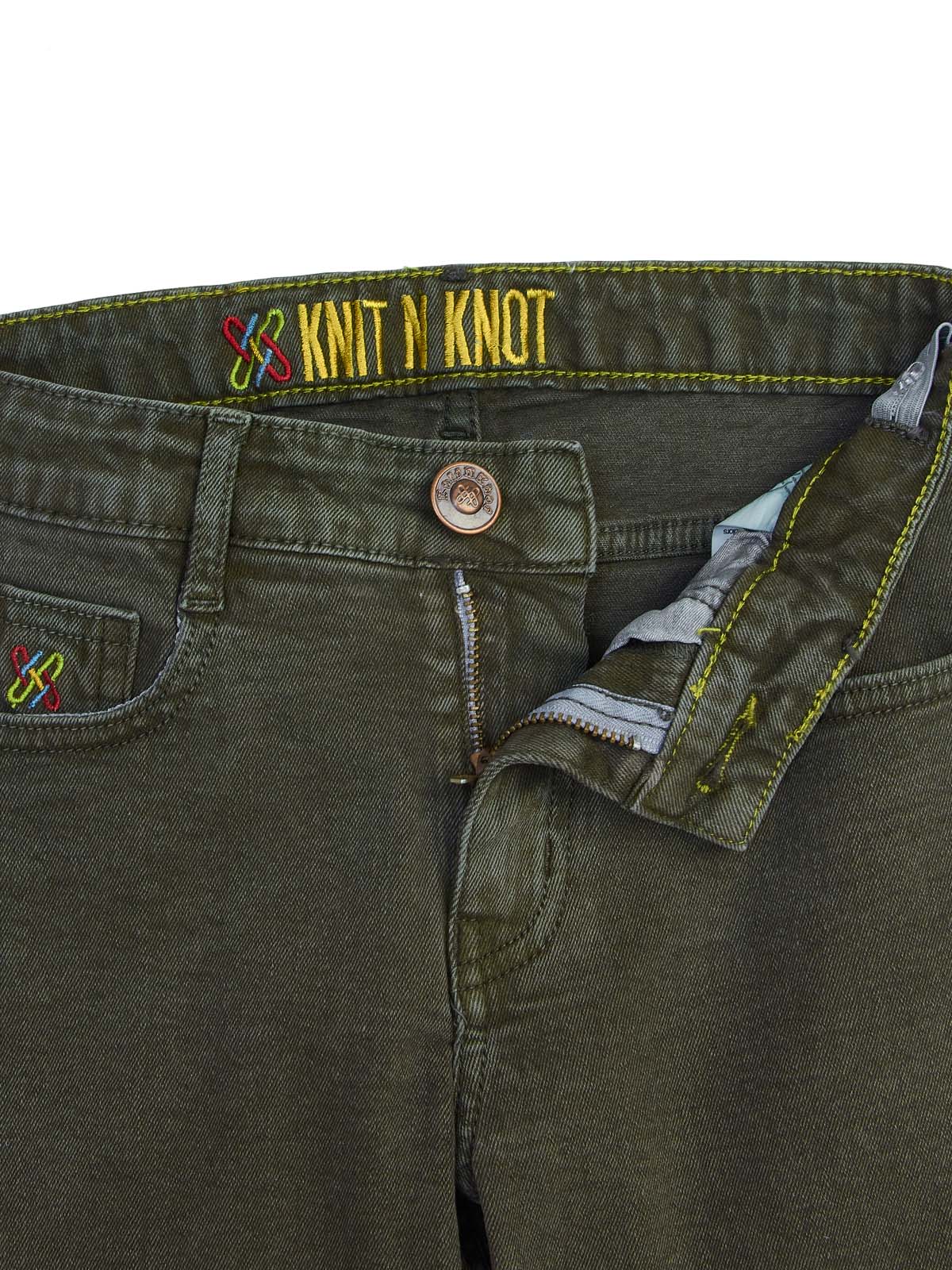 Knit N Knot Boys' Slim Fit Stretchable Olive Jeans  | Olive