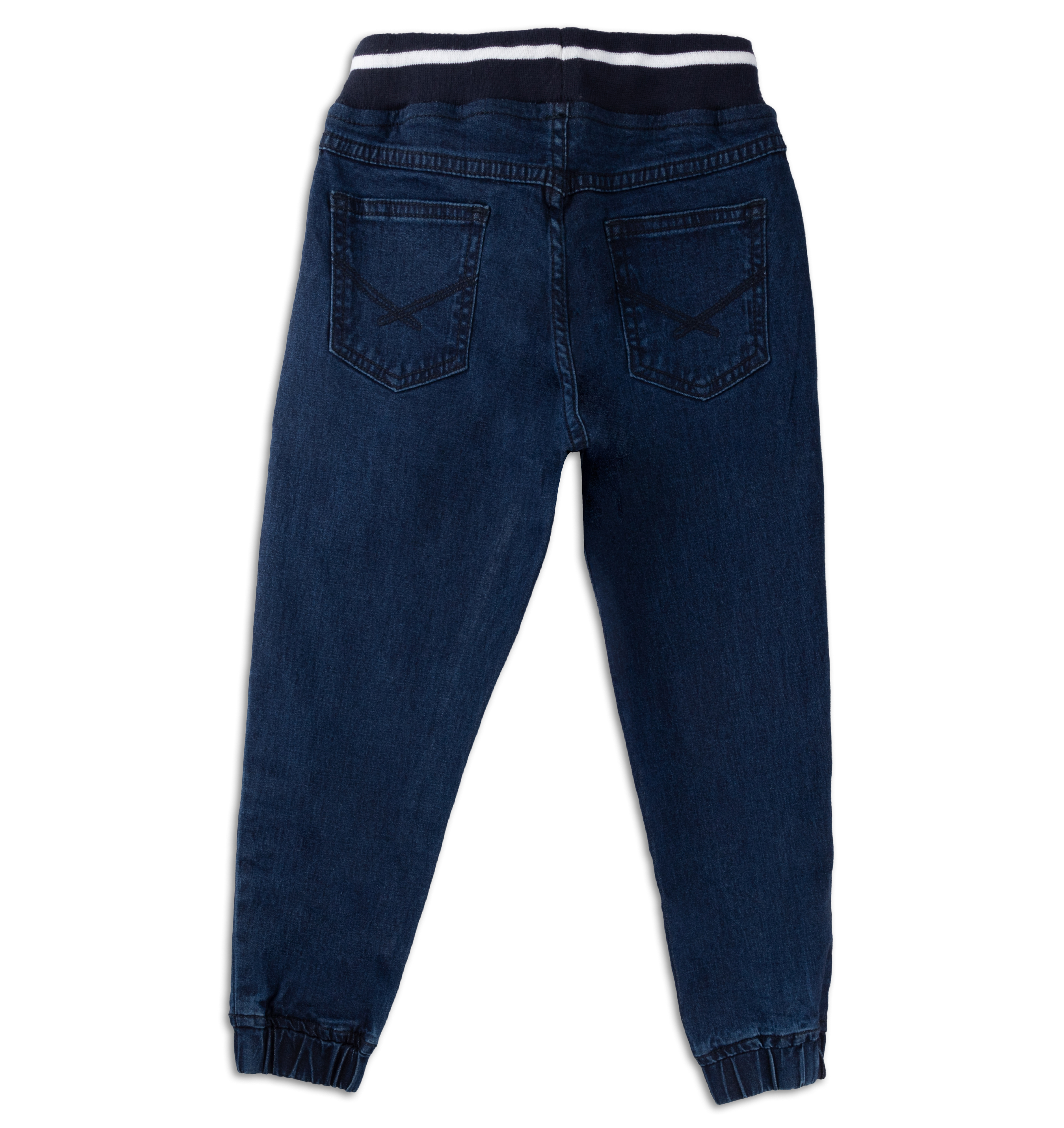 Knit N Knot Boys' Stretchable Navy Jogger with Embroidery Design 