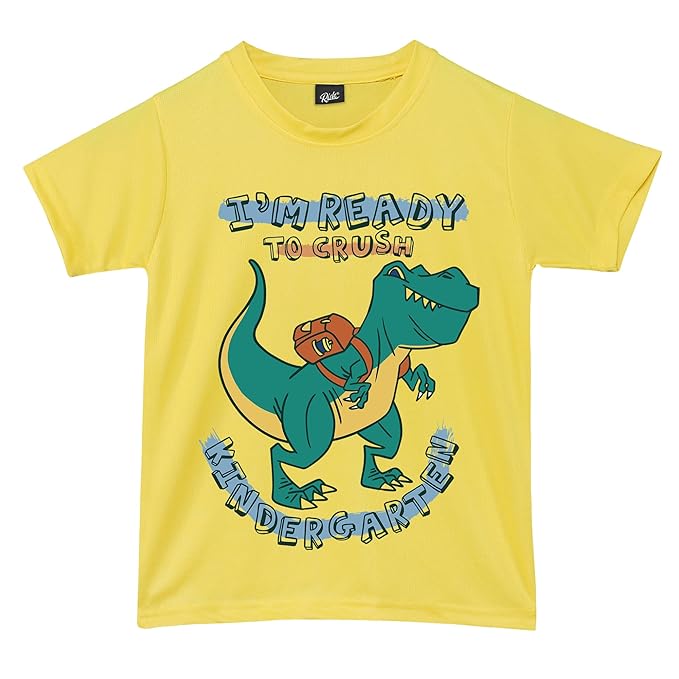 RISH Tshirt for Boys and Kids | Super Soft Quick Dry Fit Fabric Dinosaur Printed Casuals