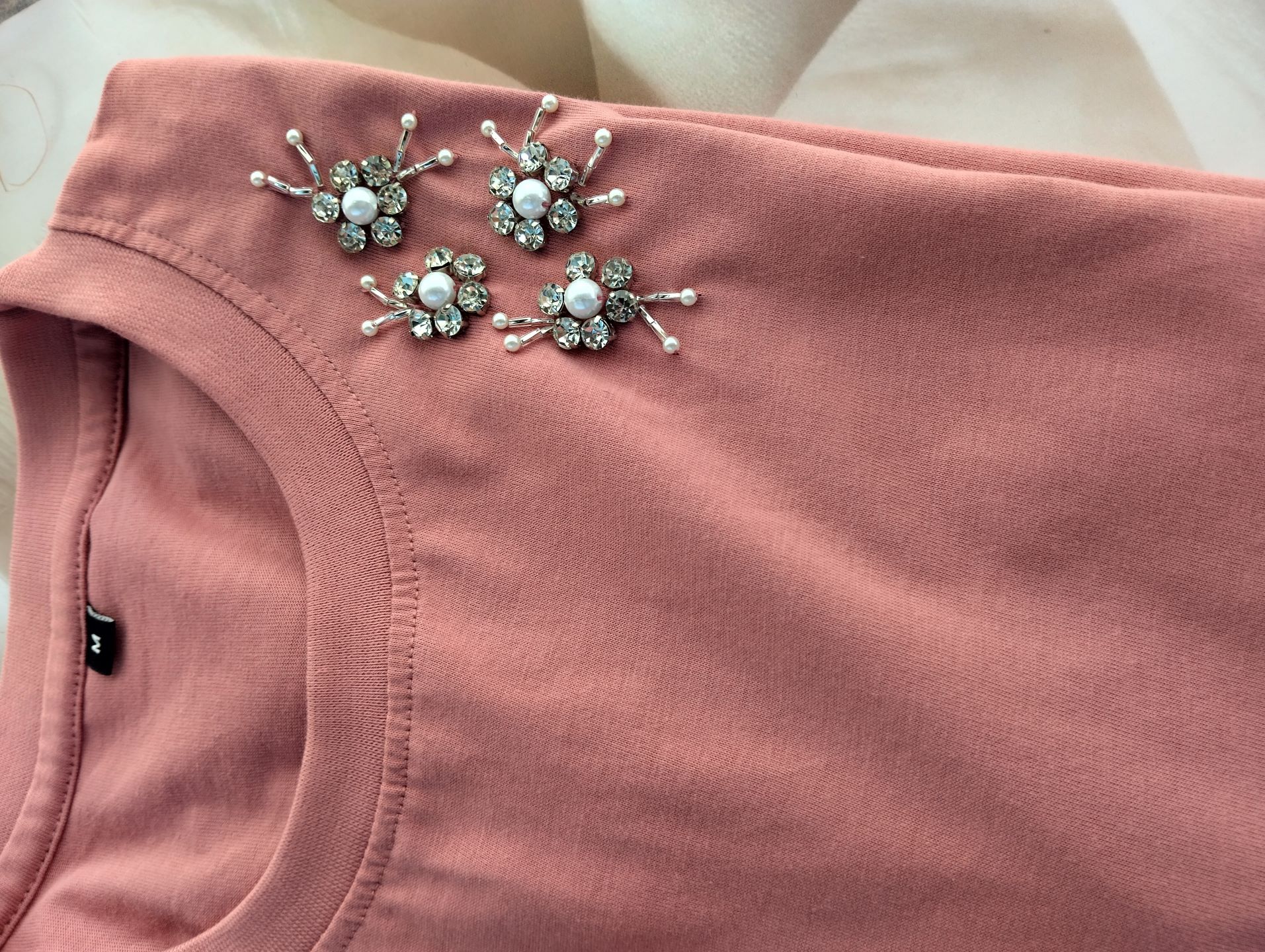 Salmon Pink Embellished Tshirt