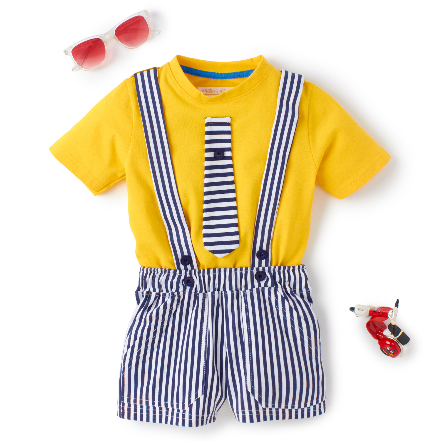 Tie Up The Style in  Dungaree - Boys' T shirt Combo Set