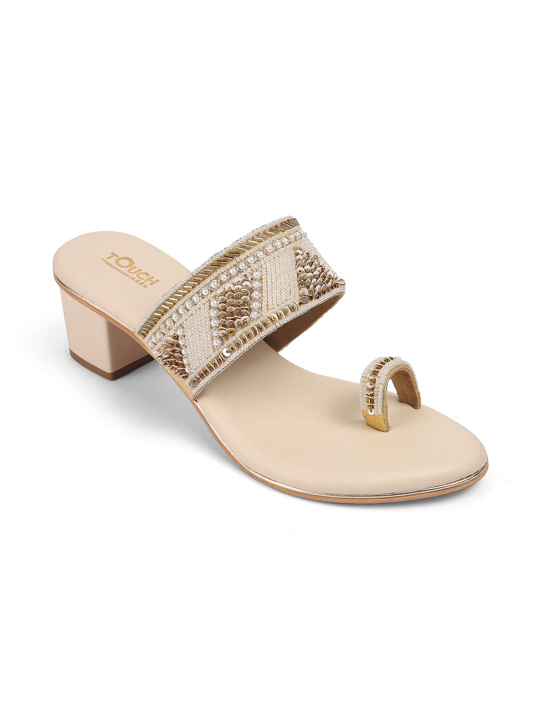 Women's Gold Party Ethnic Wear Block Heel Fashion Sandals