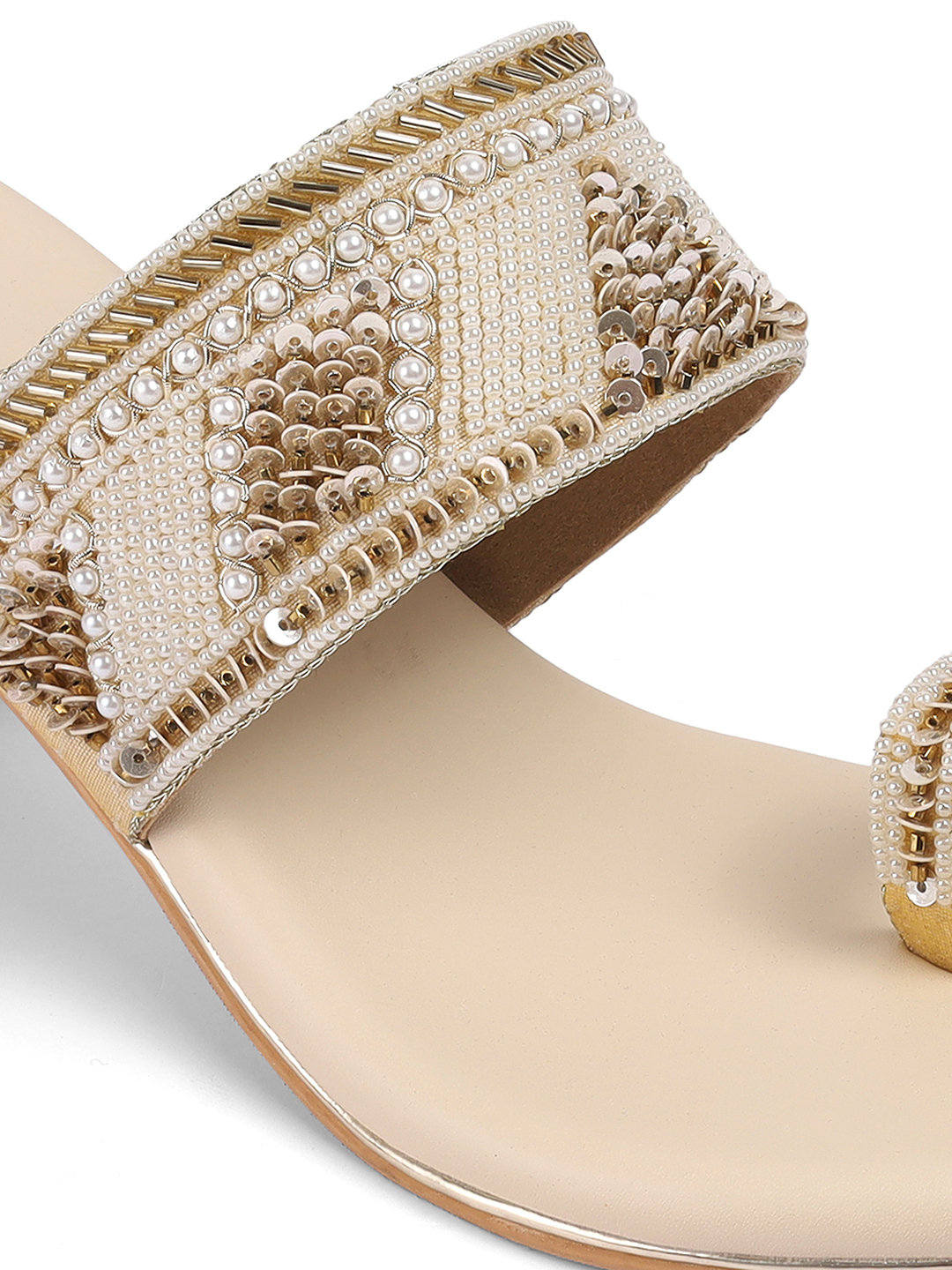 Women's Gold Party Ethnic Wear Block Heel Fashion Sandals