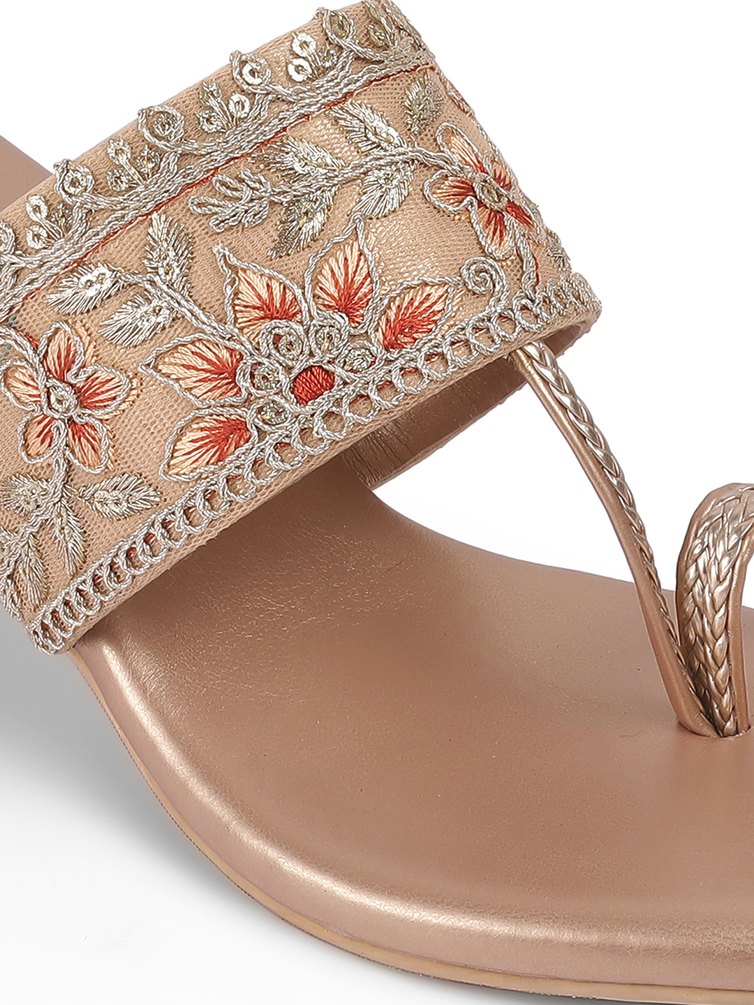 Women's Kolhapuri Slip-Ons Low-Heel Block Sandals