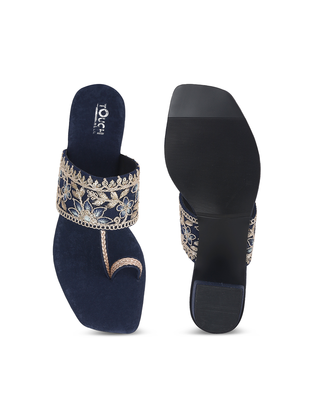 Women's Kolhapuri Slip-Ons Low-Heel Block Sandals