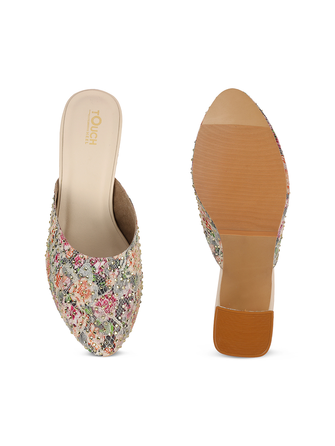 Women's Slip-Ons Multy Embroidered Ethnic Block Heel Sandals