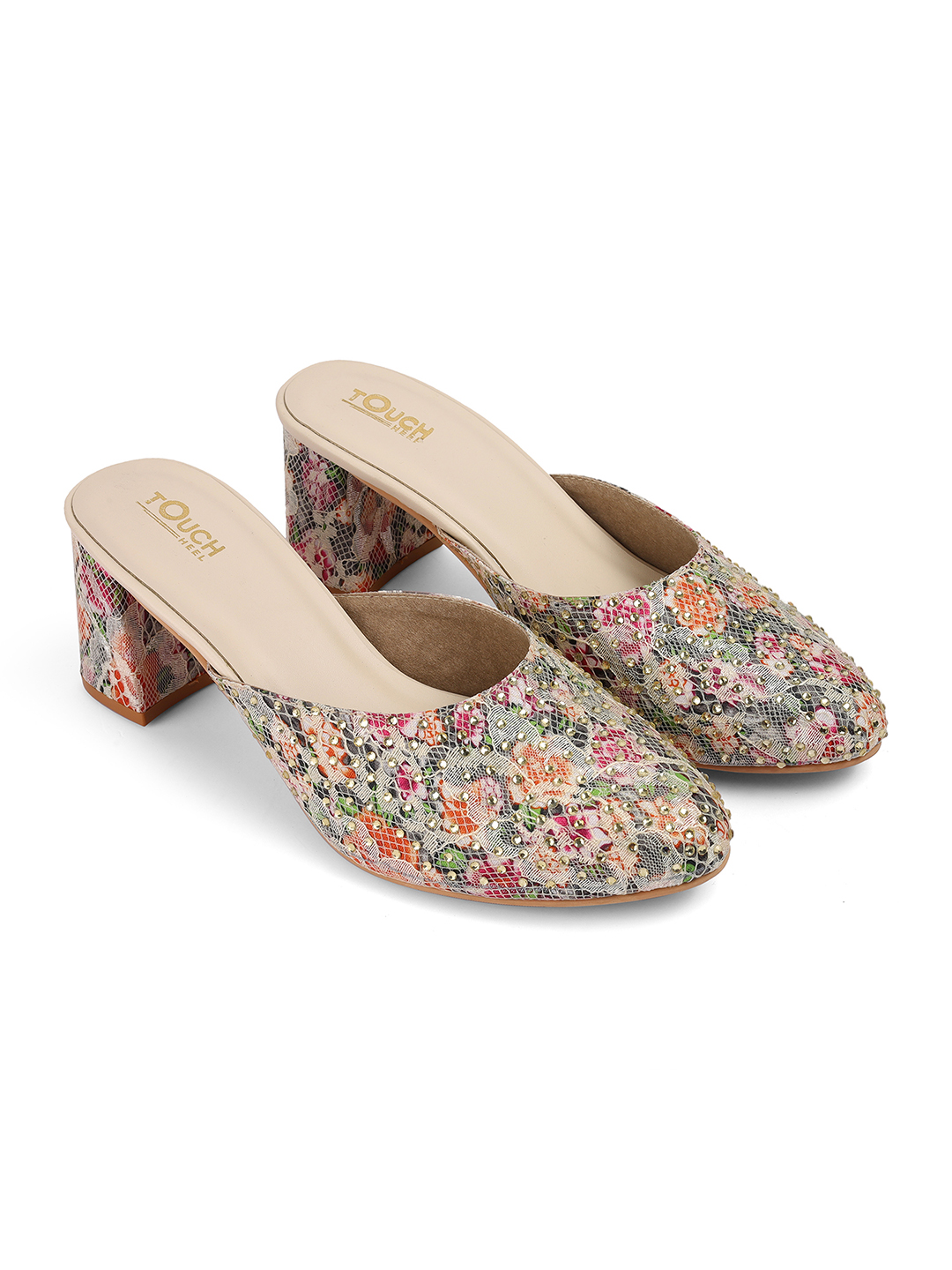 Women's Slip-Ons Multy Embroidered Ethnic Block Heel Sandals